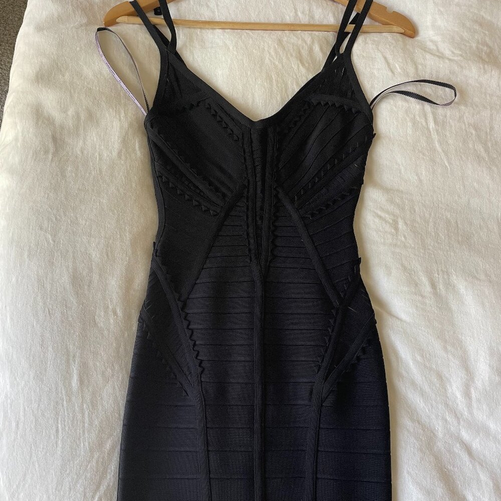 Herve Leger Dress, Black with Double Straps, Size XS